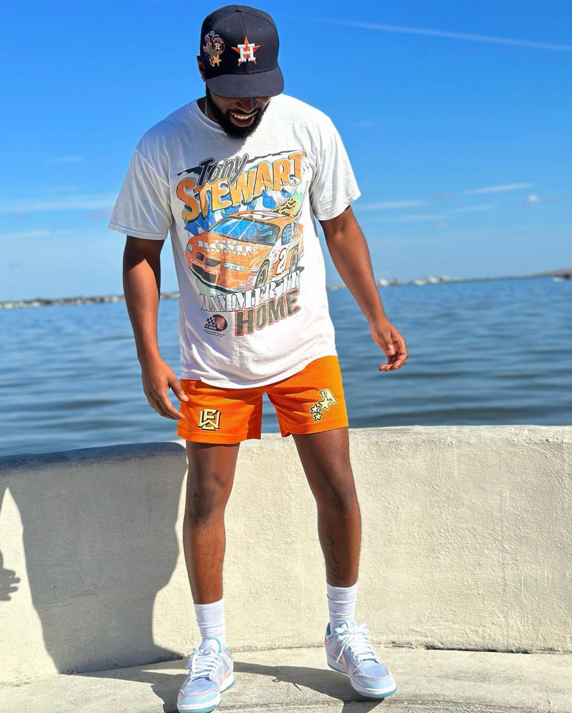 "EW LA STARS" Mesh Shorts (ORANGE)