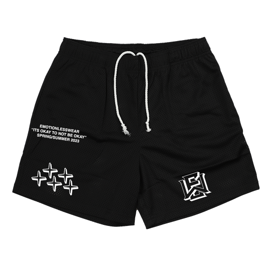 "Emotionless Star" Mesh Shorts (Black)