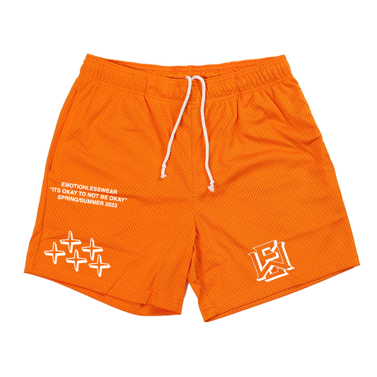 "Emotionless Star" Mesh Shorts (Orange)