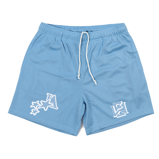 "EW LA STARS" Mesh Shorts (Carolina Blue)