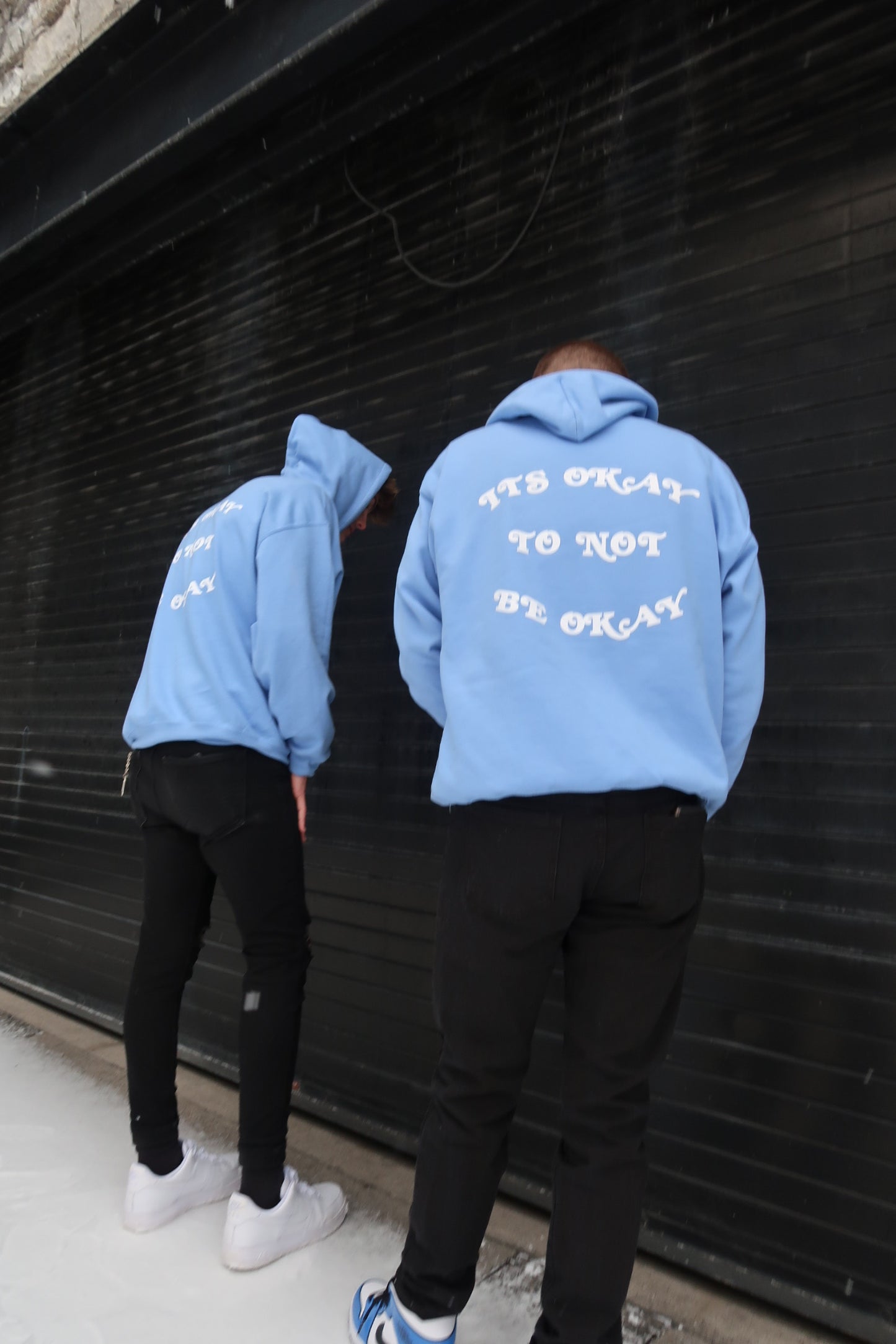 "IT'S OKAY TO NOT BE OKAY" Emotionless Hooded Sweatshirt Blue